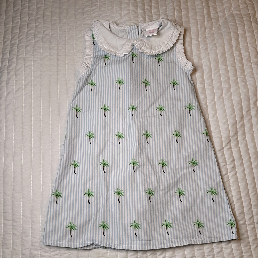 Palm Tree Striped Sleeveless Dress - Girls Size 6